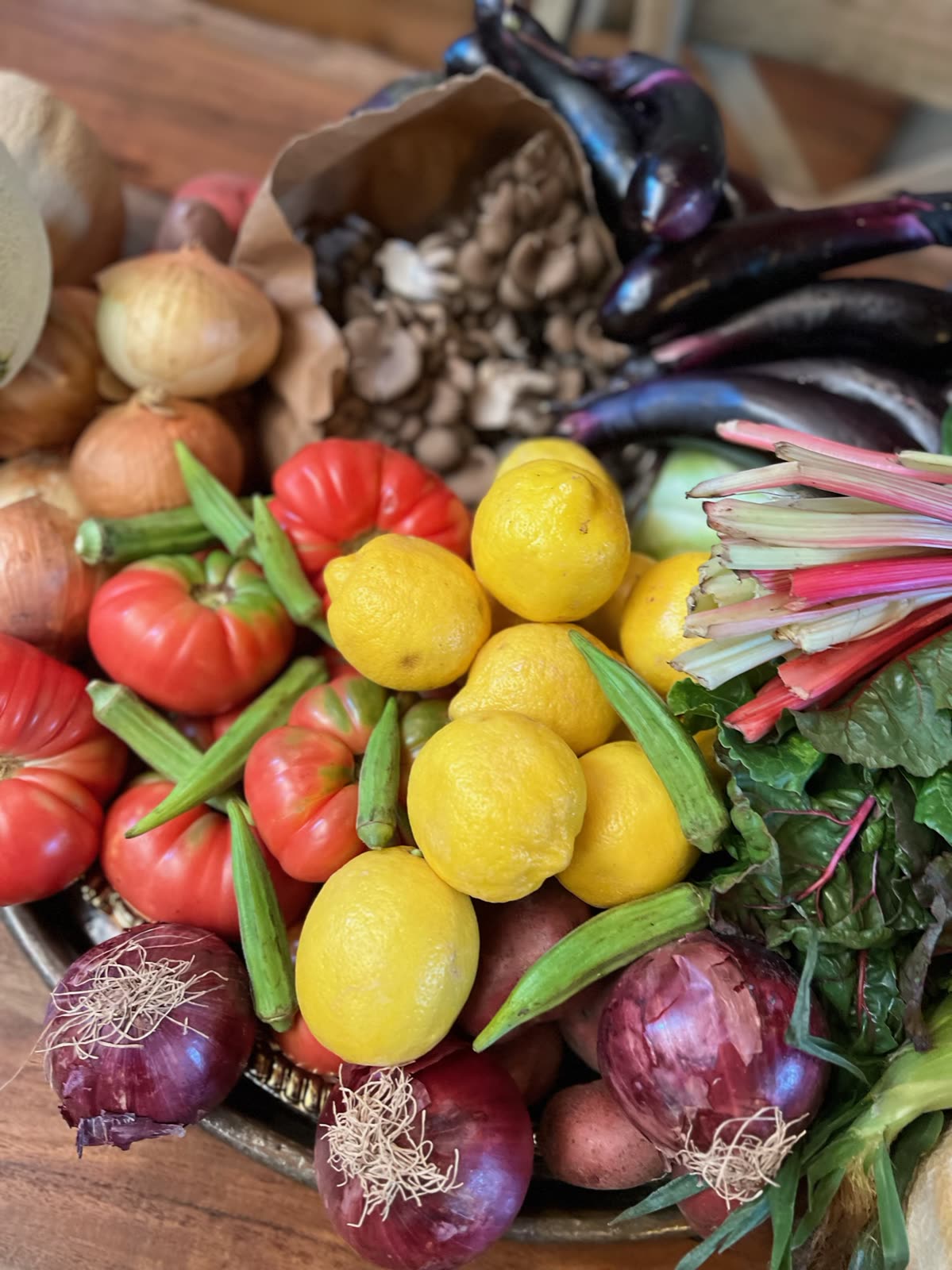 Basket of seasonal vegetables, close detail