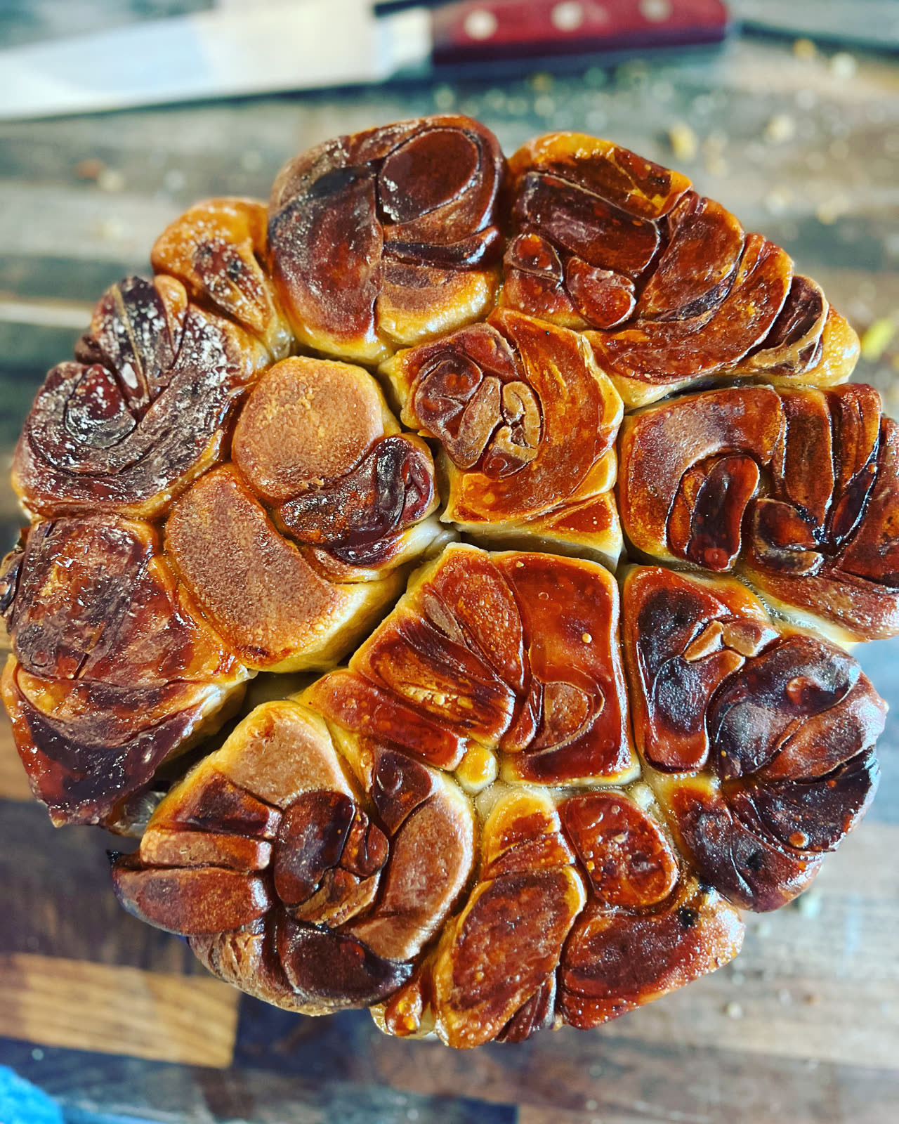 Fresh baked bread, overhead detail